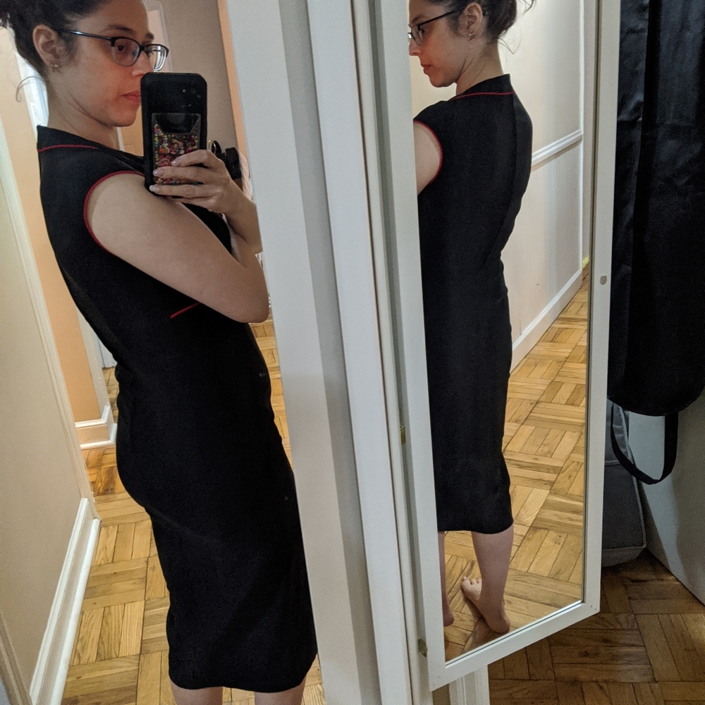 Black/red vintage reproduction wiggle dress  - M - Picture 4 of 4